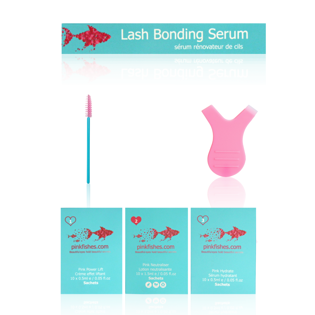 Brow lamination starter kit with bonding serum, spoolie and brow shield