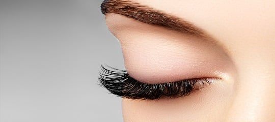 Close-up of Russian volume eyelash extensions