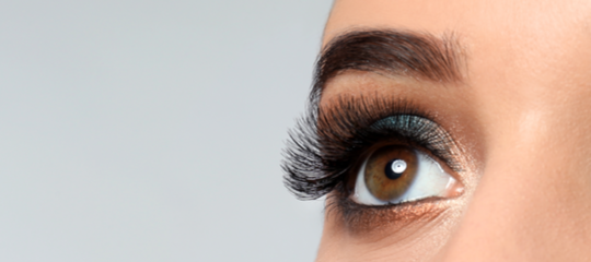 Close-up of mega volume eyelash extensions